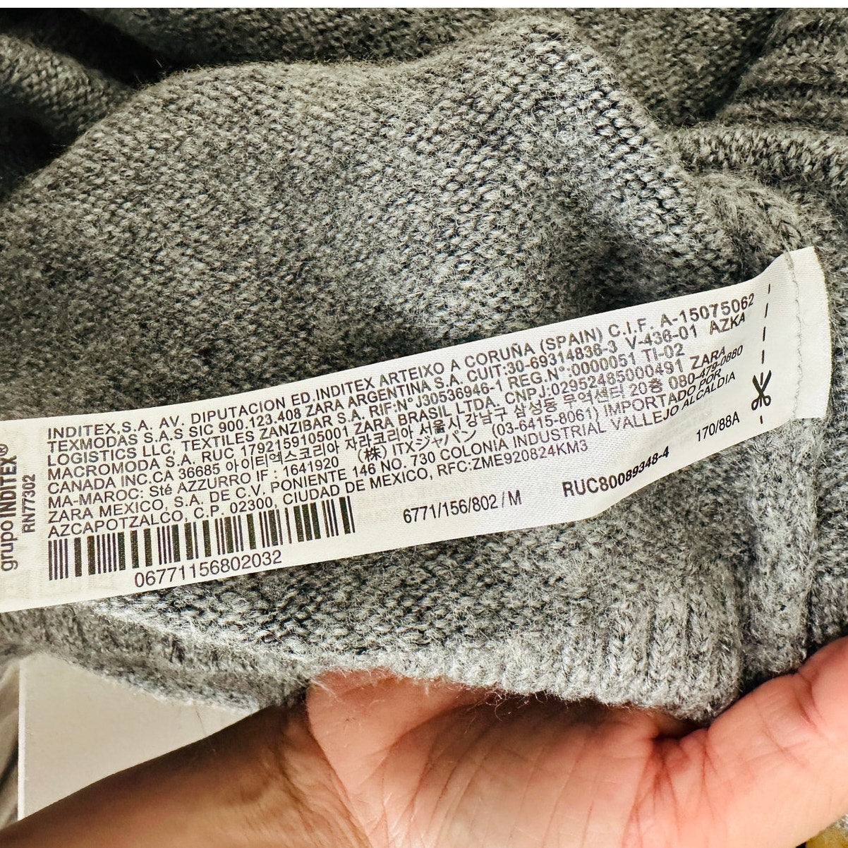 Zara Heather Gray Turtleneck Drop Shoulder Long Sleeve Sweater Jumper M