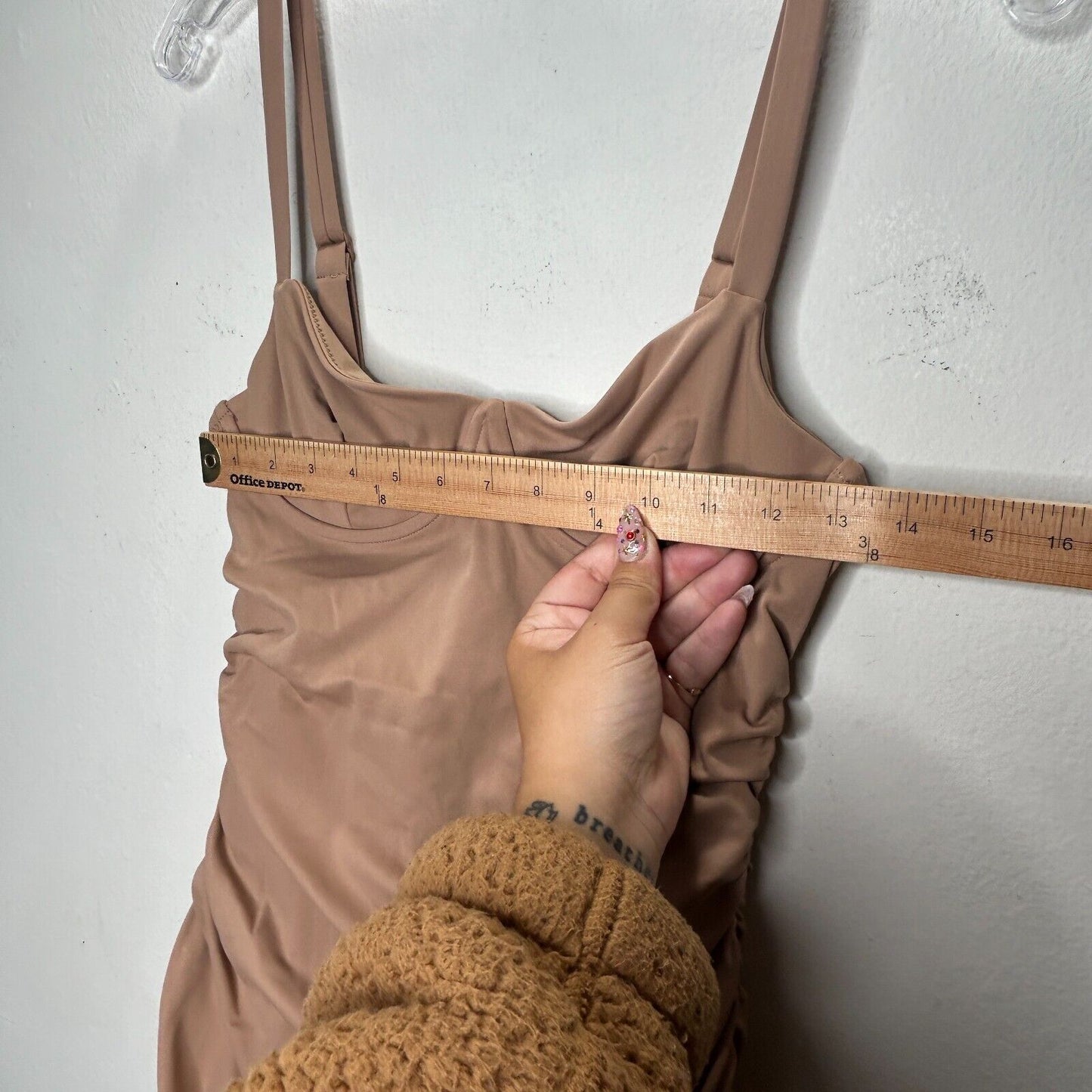 NWT Skims Sienna Tan Sculpting Ruched One Piece Bathing suit Swim Dress Small