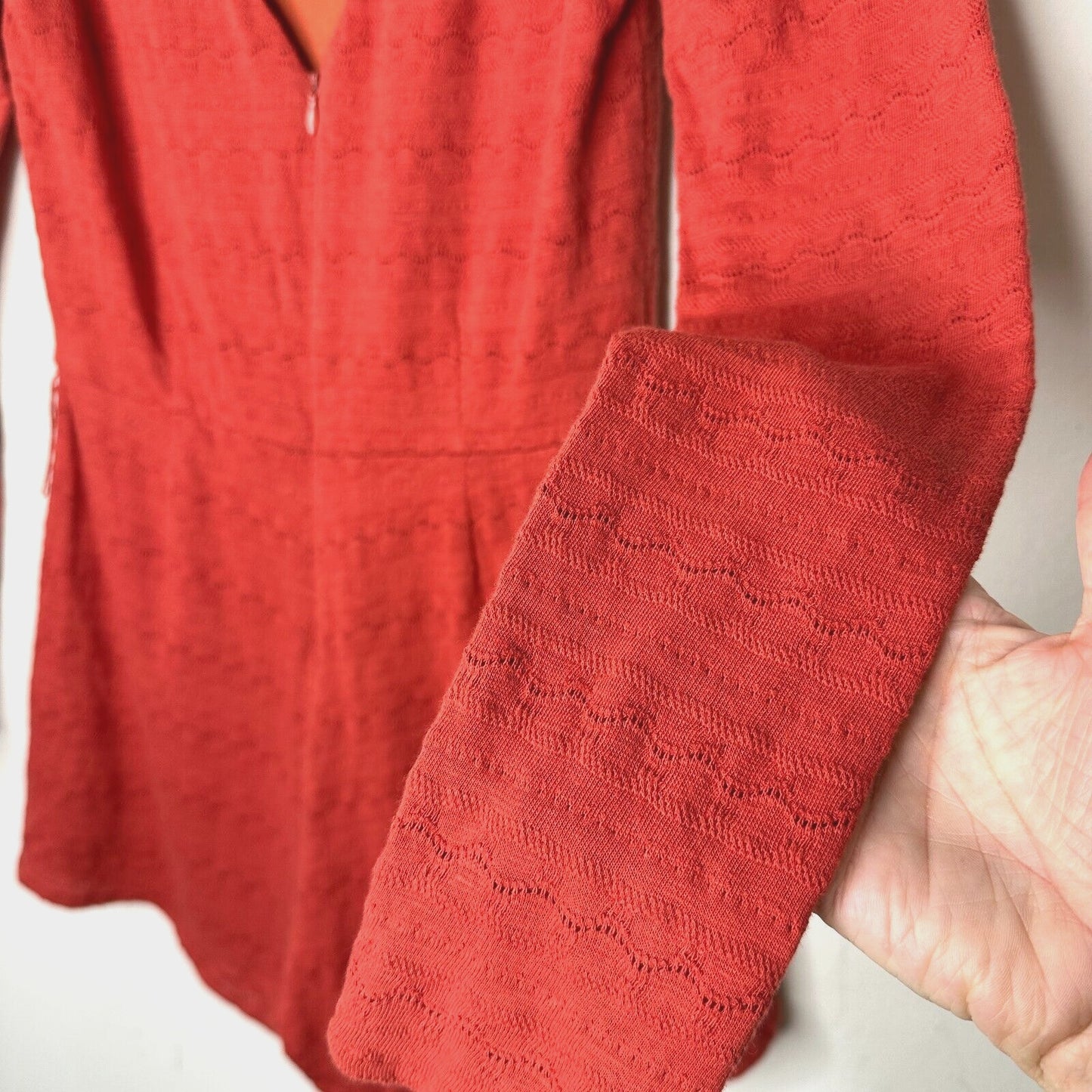 Ark & Co Salmon High Neck Long Sleeve V Back Zip Embroidered Zip Romper S