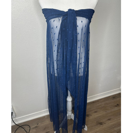 Ancora Navy Blue Polka Dot Sheer Scarf Wrap
