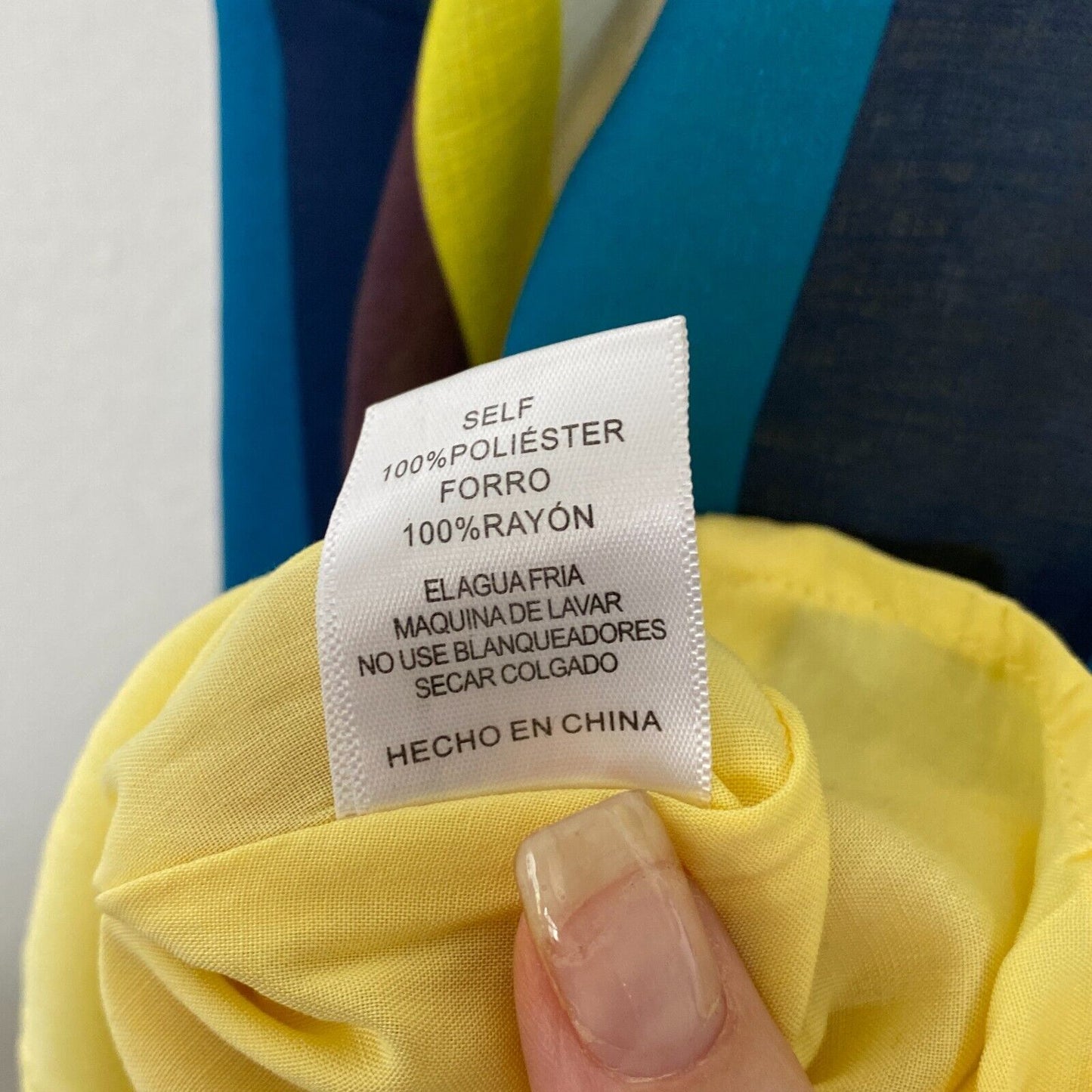Sunday In Brooklyn Teal Blue & Yellow Black Multi Stripe Front Tie Blouse XS