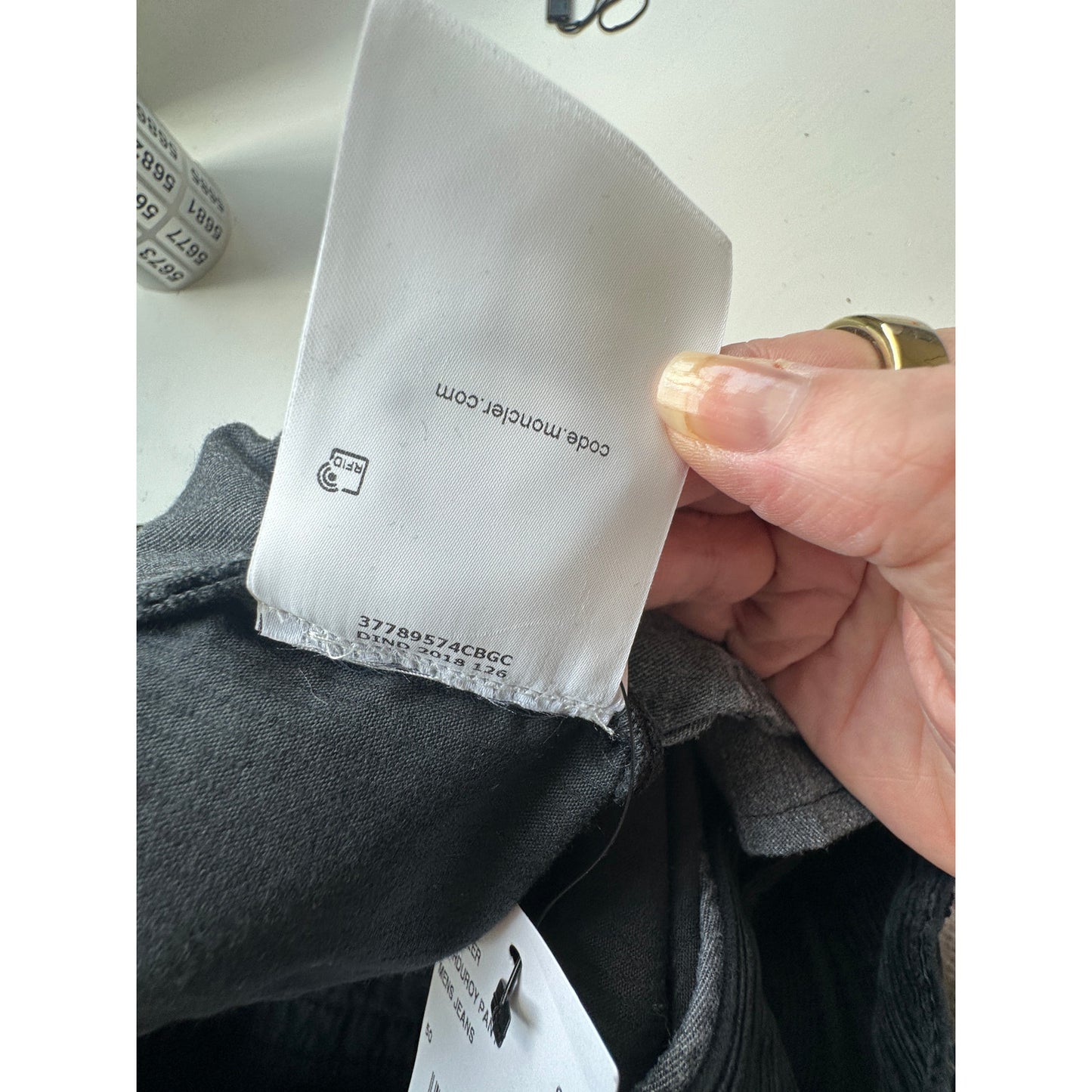 NWT Moncler 7 Fragment Corduroy Pants Black Men’s 50 Side Code Print
