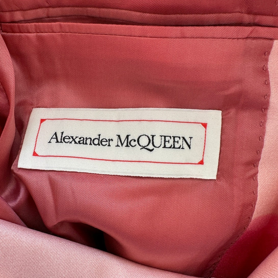 Alexander McQueen Pink Dip Dye 2-Button Silk Wool Blend Blazer Jacket 50