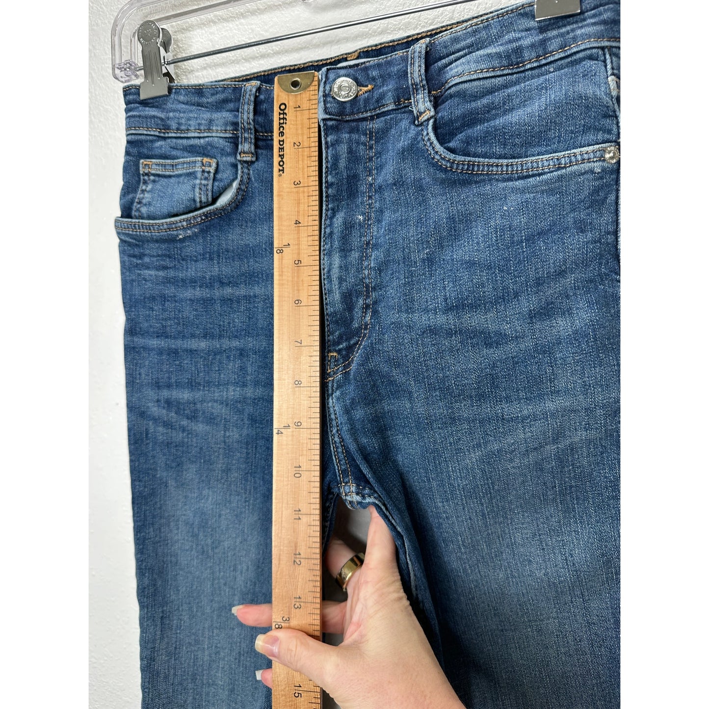 Zara Dark Medium Blue Wash High Waist Skinny Jeans 6