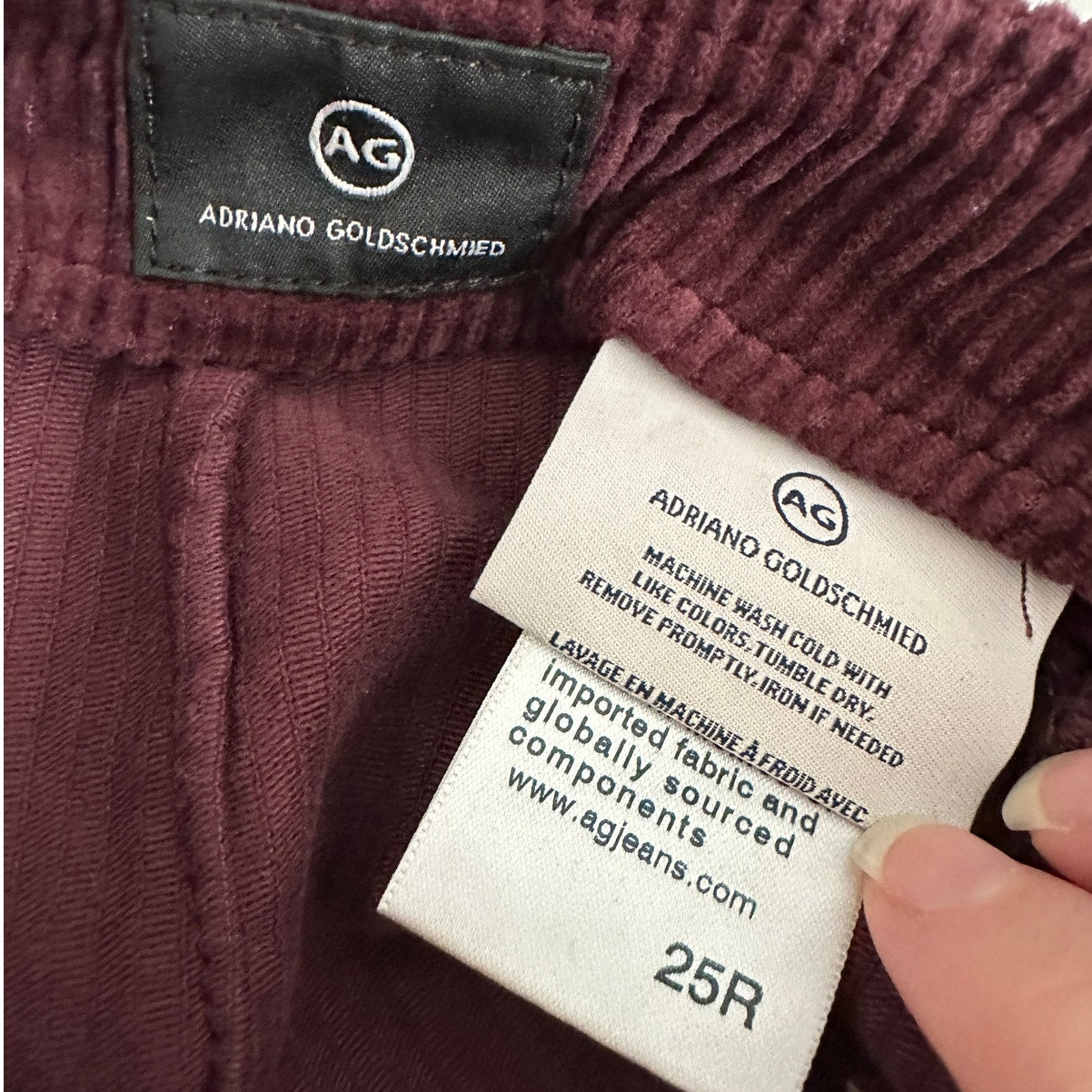 AG Adriano Goldschmied Plum Corduroy Front Pocket Back Zip Mini Skirt 25