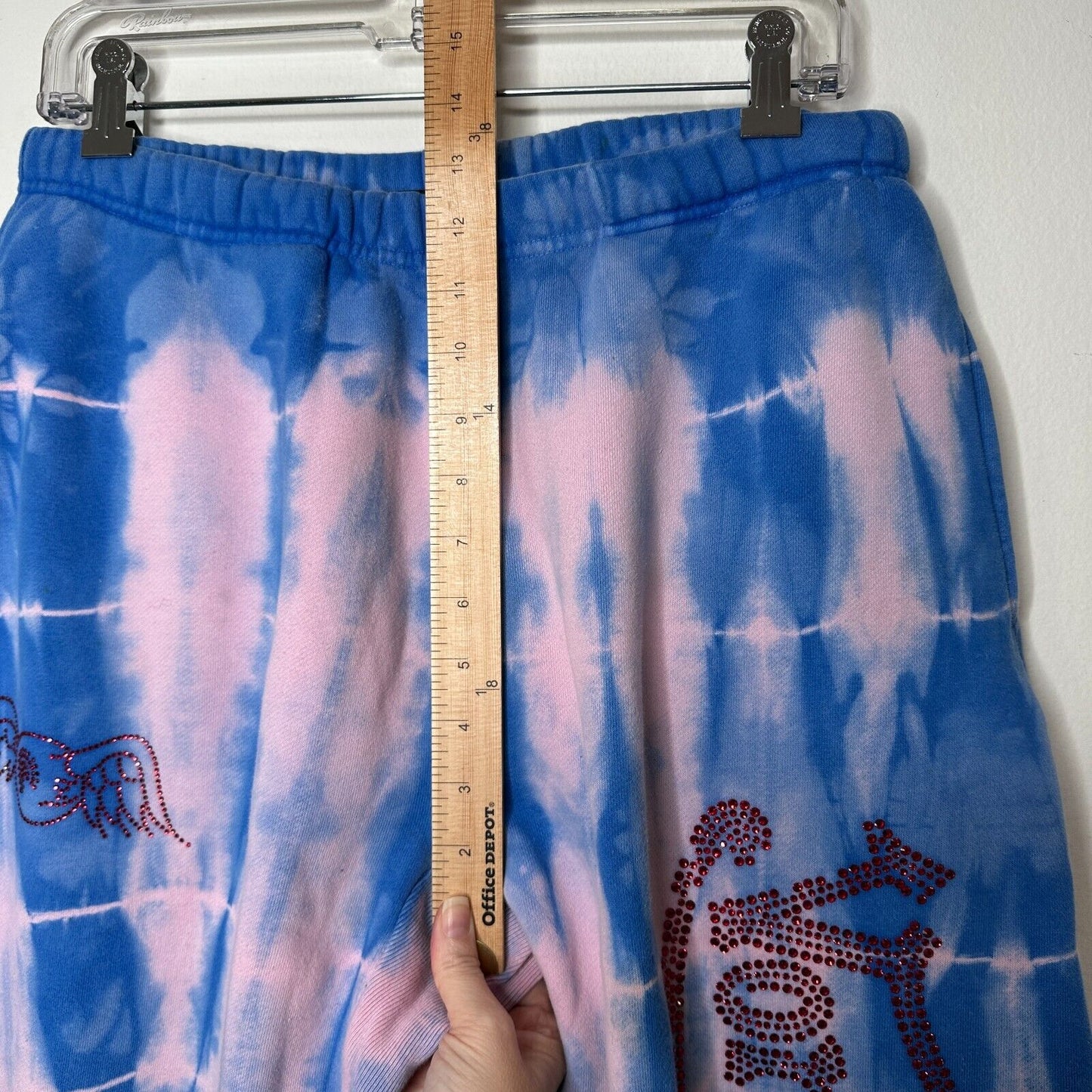 Von Dutch SET Blue Pink Tie Dye Red Rhinestone Logo Oversize Hoodie & Pants