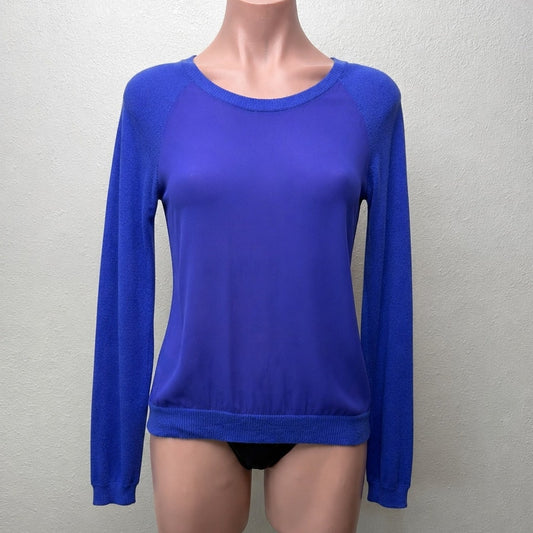 Bella Luxx Purple Mixed Media Raglan Long Sleeve Thin Sweater Top S