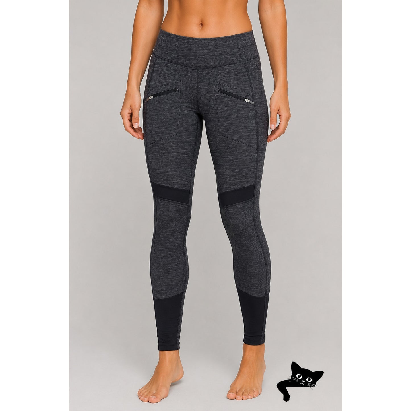 Lululemon Gray Patchwork Leggings Zip Pocket Yoga Pants 8