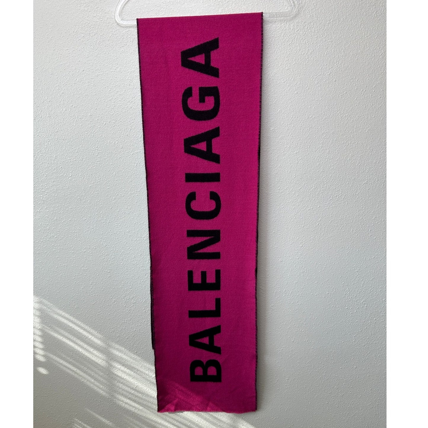 GUC Balenciaga Logo Scarf Fuchsia Black Unisex Woven Jacquard