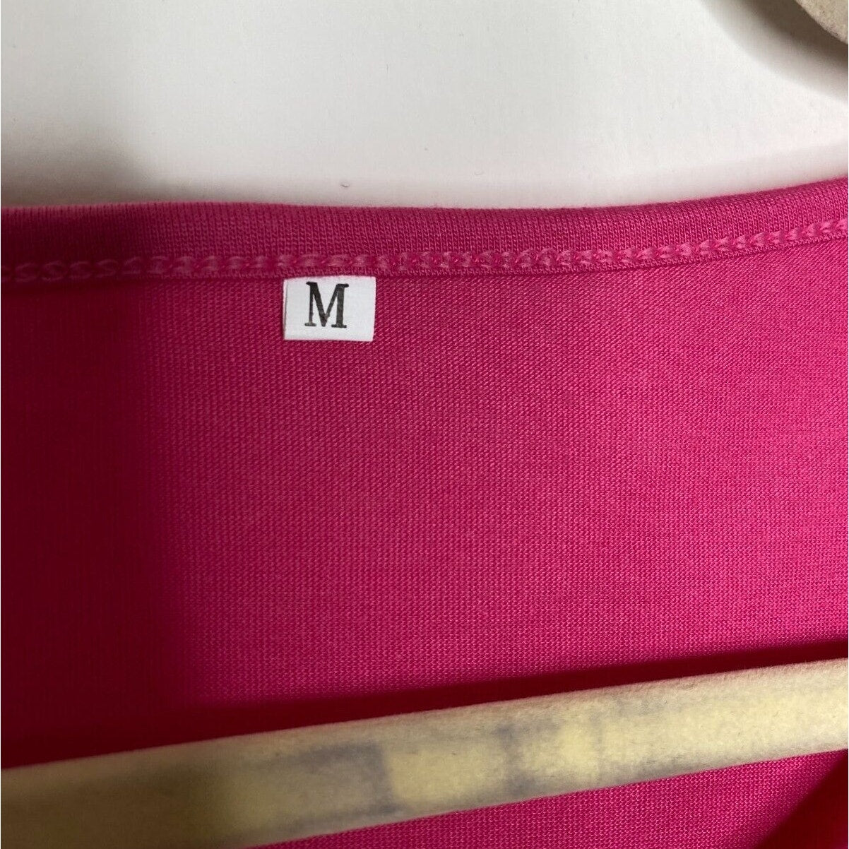 Sleeveless Hot Pink Stretch Knit Tank Mini Dress Scoop Neck Front Patch Pocket M