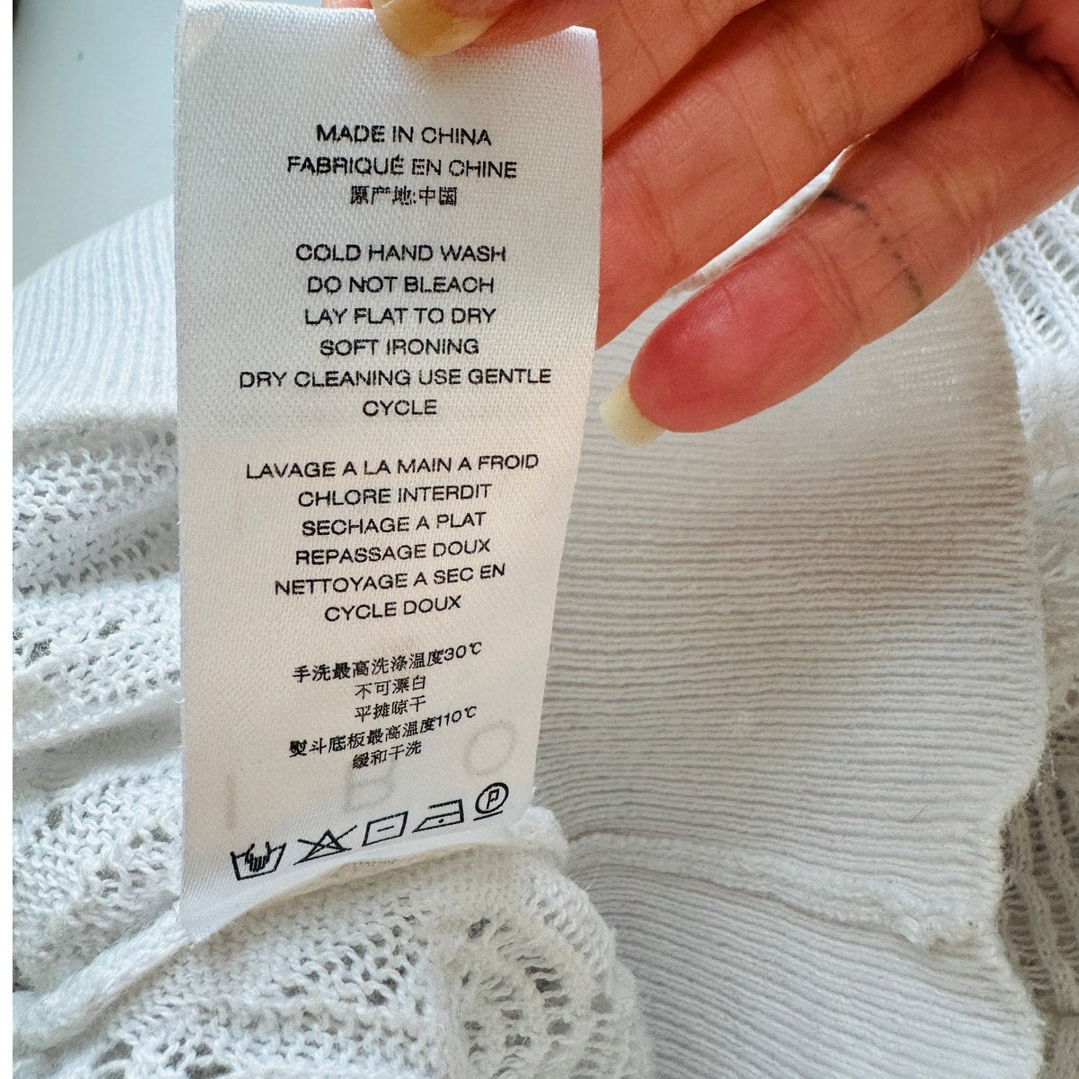 IRO Dusk White Crochet V Neck Lightweight Sweater Dolman Sleeves XS