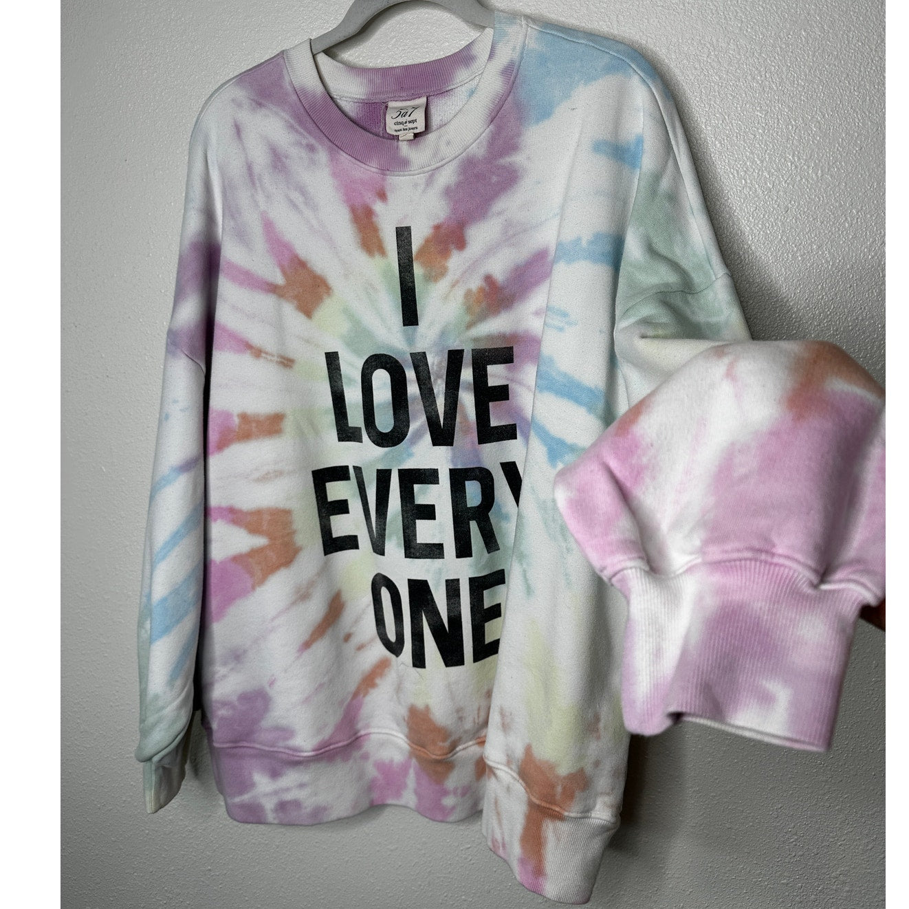 Cinq a Sept I Love Every One Multicolor Tie-Dye Sweatshirt