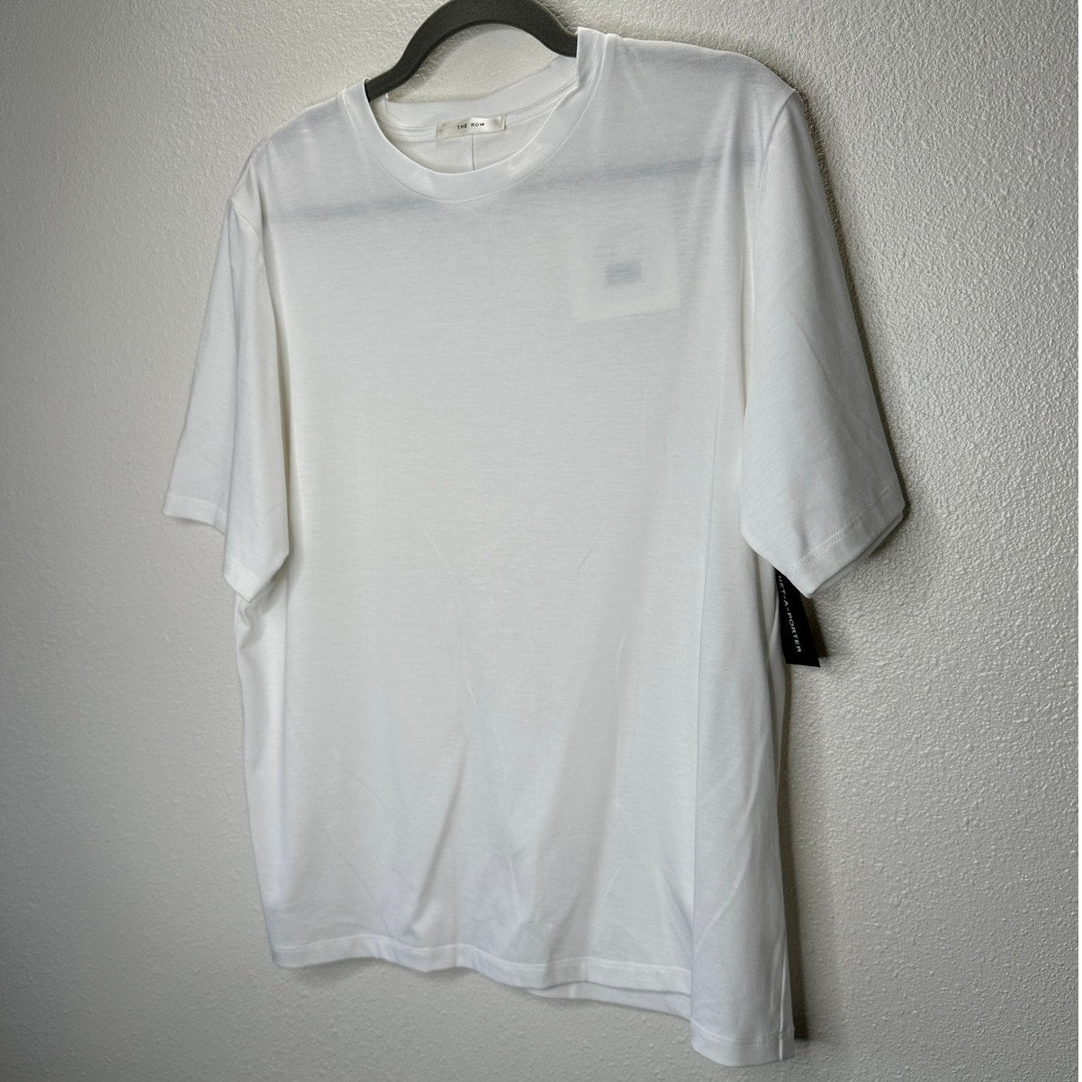 NWT The Row White Chiara Pima Cotton Crewneck Back Seam T-Shirt L