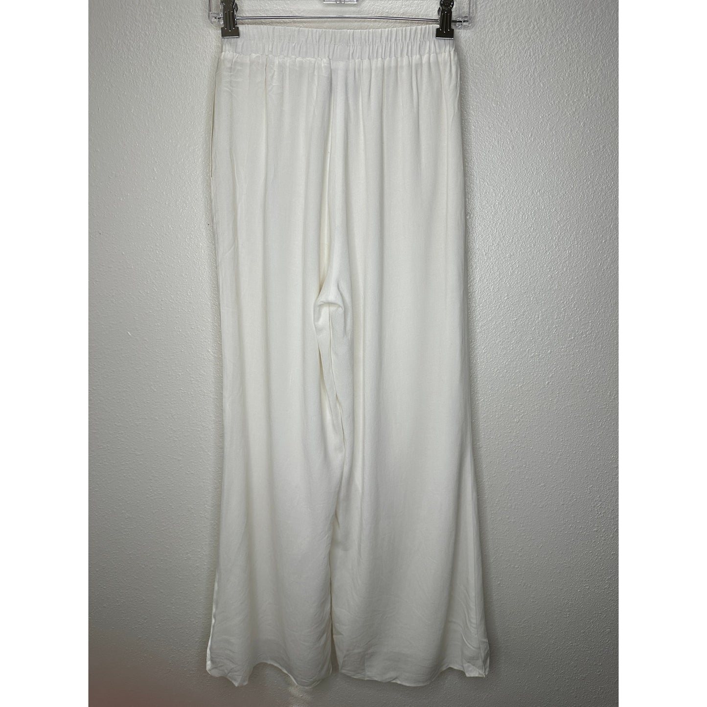 Acoa Off White Elastic Waist Pocketed Lined Flowy Pant XS