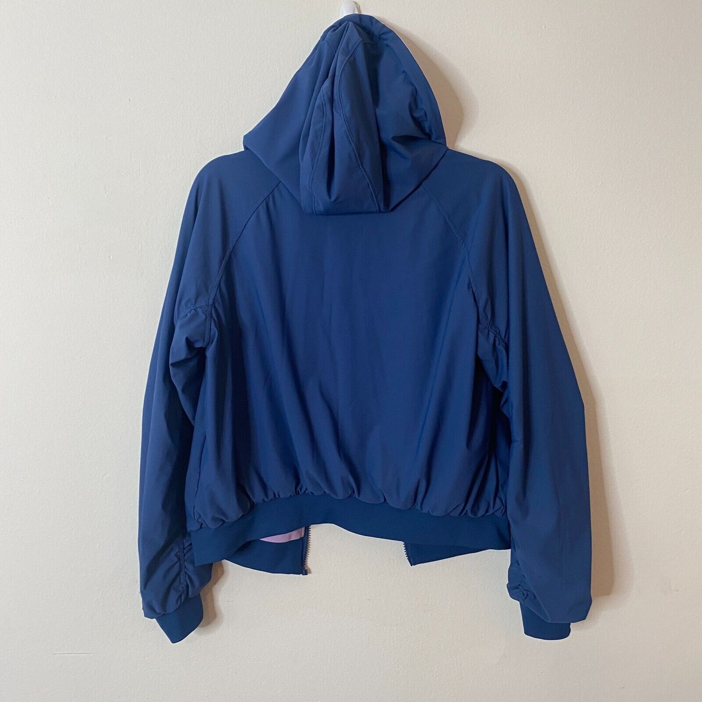 Lite Weight Blue & Lilac Reversible Zip Hoodie Windbreaker Jacket Ruche Sleeves