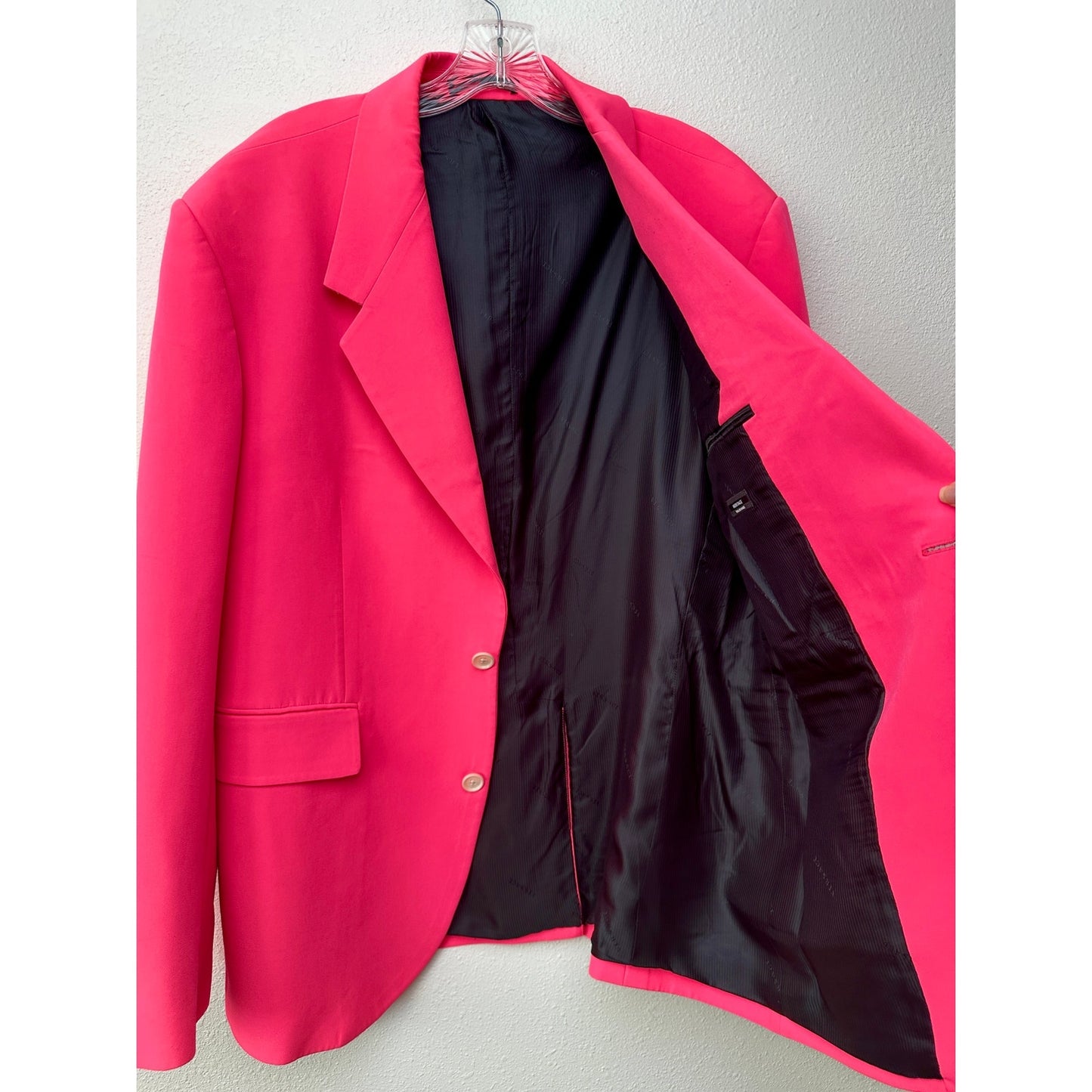 Versace Men’s Hot Pink Blazer Jacket Size IT 50 Two-Button Tailor Made