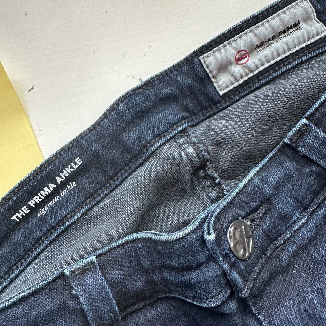 AG Adriano Dark Wash Whiskered The Prima Ankle Cigarette Ankle Jean 30R