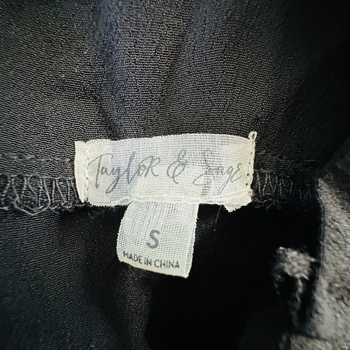 Taylor & Sage Black Semi-Sheer V Neck Button & Loop Front Wide Leg Jumpsuit S