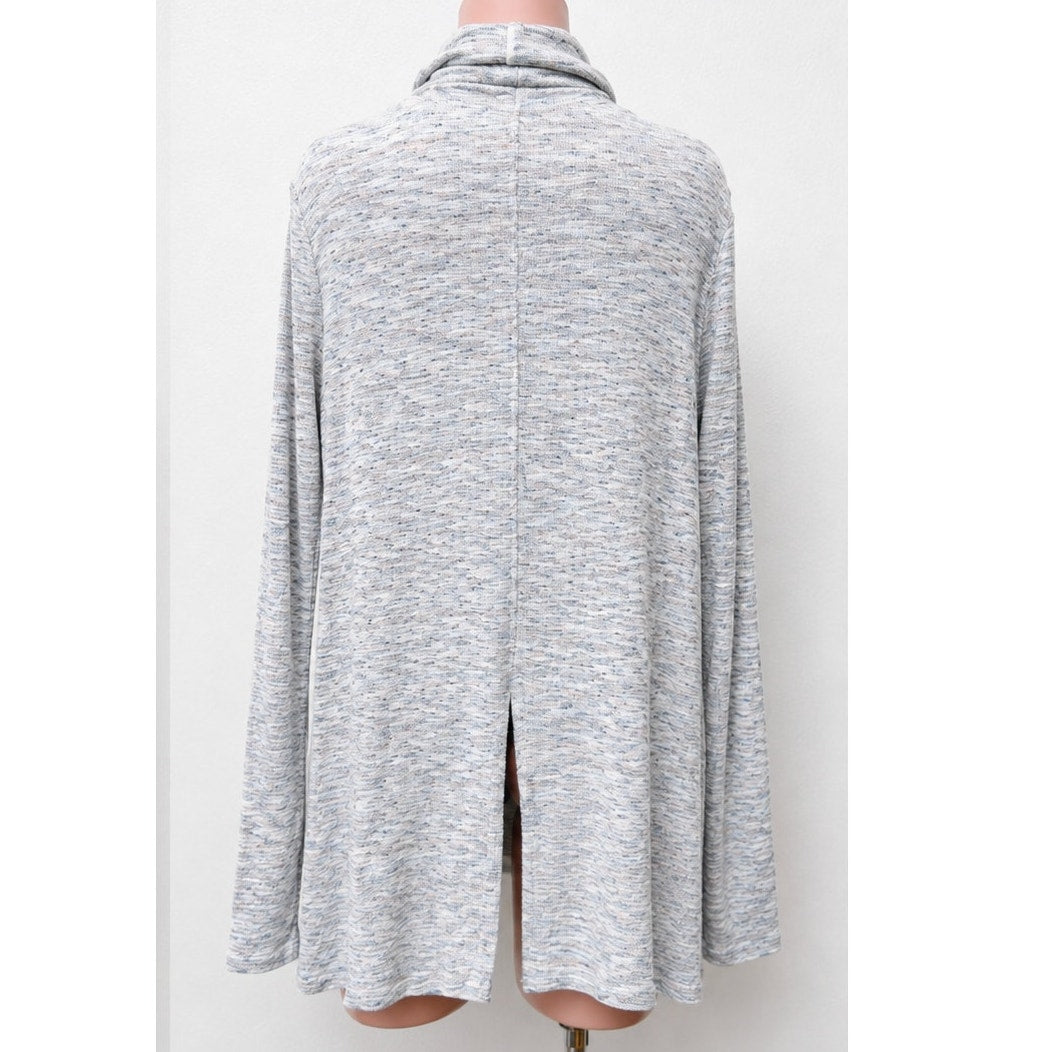 We The Free Ivory Multi-Color Long Sleeve Open Back Turtleneck Tunic Medium