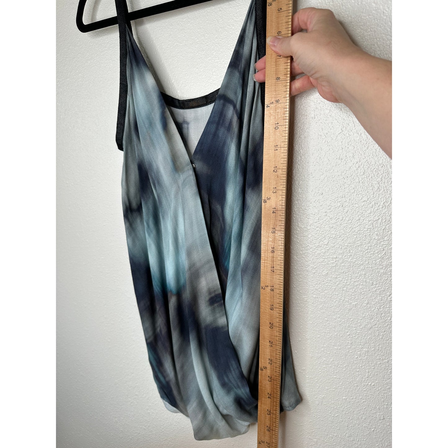 SW3 Teal Blue Multi Color Tie Dye Front Snap Faux Wrap Tank Top M