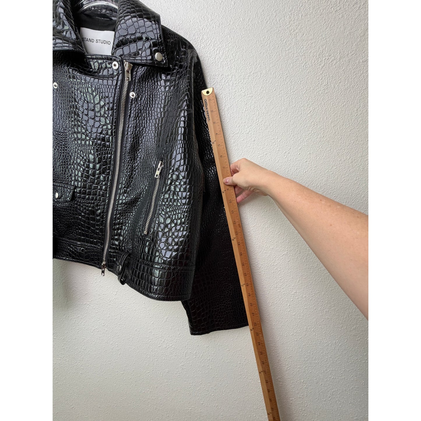 Stand Studio Imani Womens US 8 Black Croc Moto Jacket