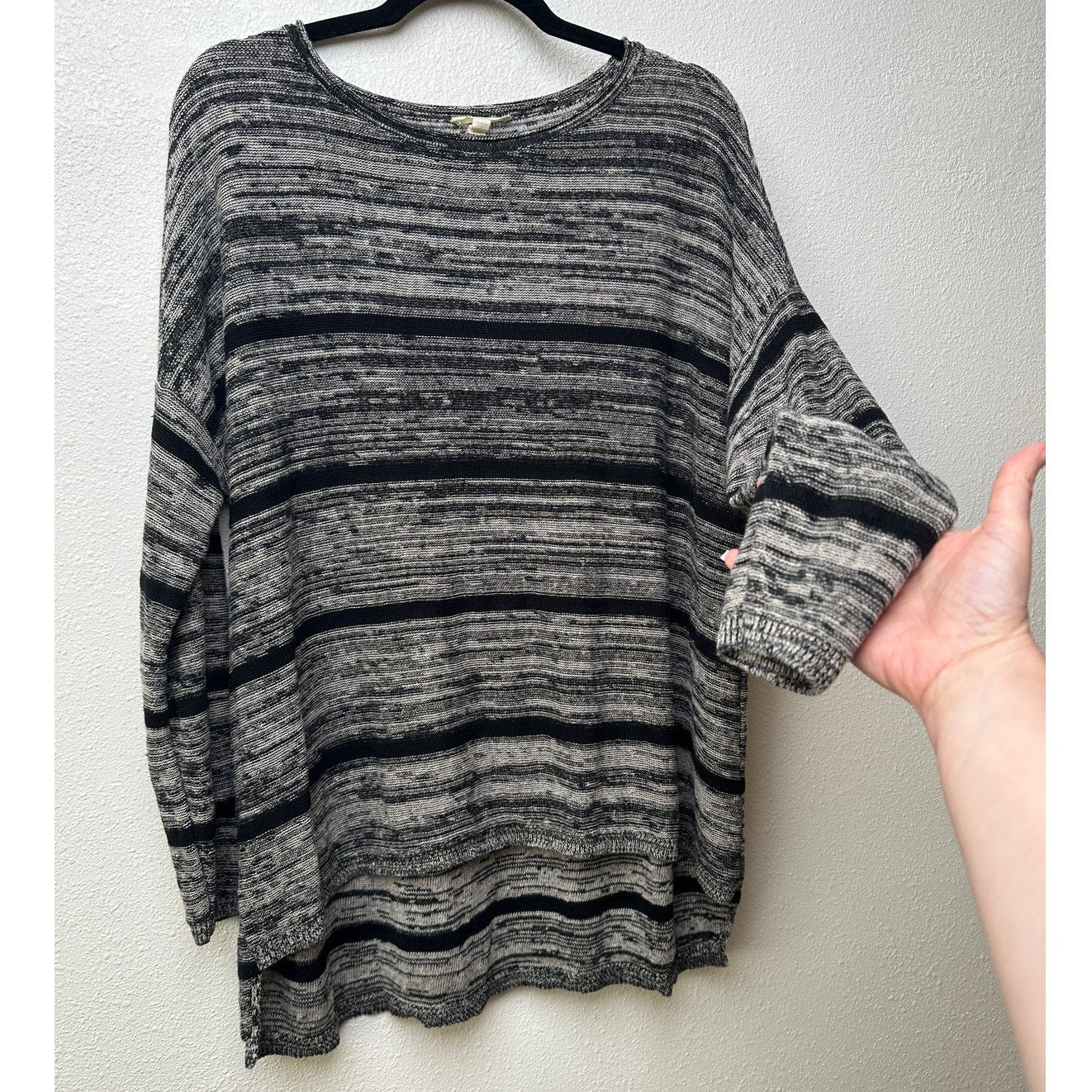 Eileen Fisher Organic Linen Striped Sweater L