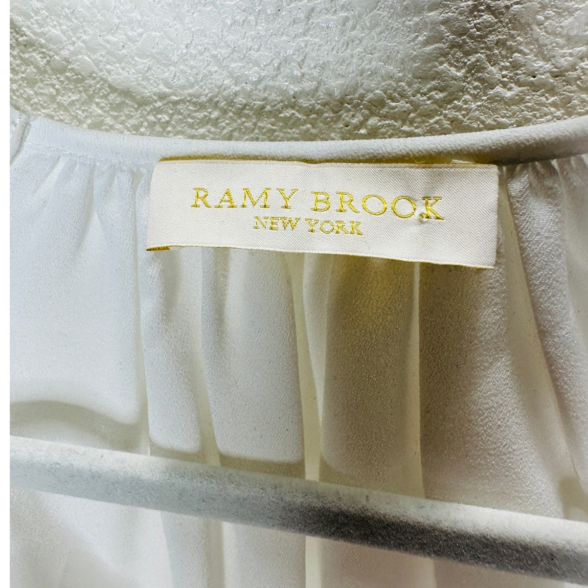 Ramy Brook White Cold Shoulder Eyelet Lace Bell Sleeve Eyelet Trim Blouse XS