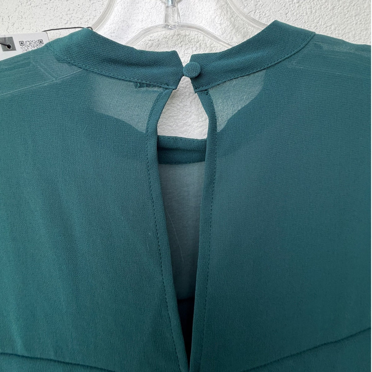 NWT Zara Green Chiffon Tiered Ruffle Long Sleeve Mini Dress Women's US S