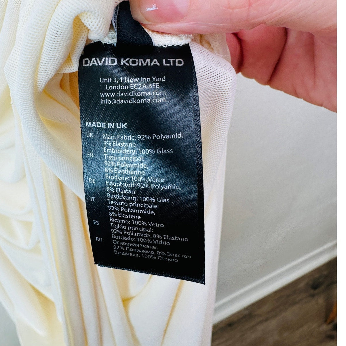 NWT David Koma Cream Crystal Claw Draped Mesh Dress US 6