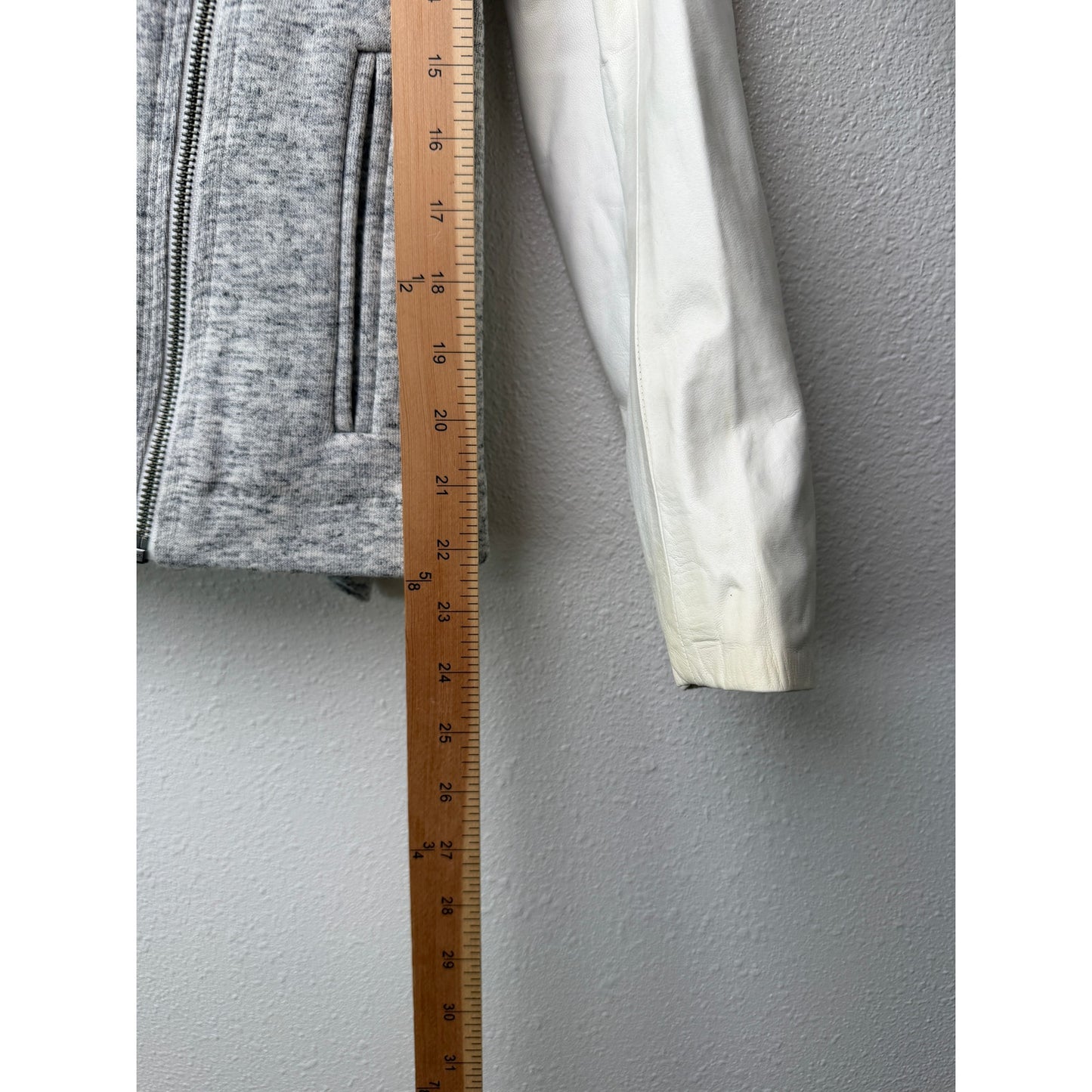 Truth and Pride Ivory Leather Heathered Zip Jacket Womens XS