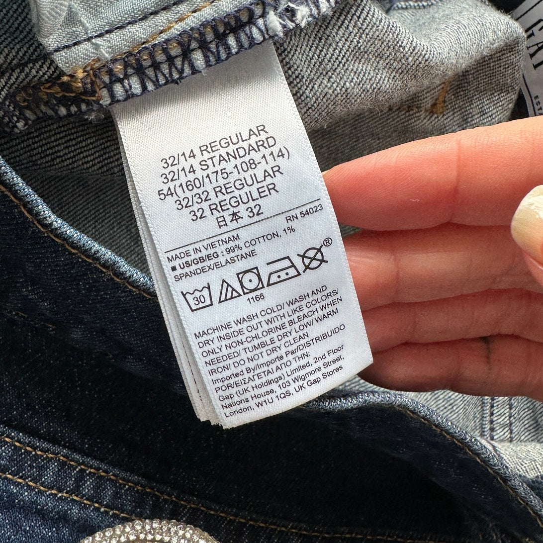 GAP Cheeky Straight High Rise Jeans Blue Women’s 32/14R Button Fly