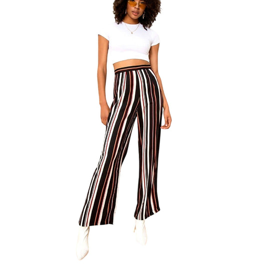 About Us Lenny Black Red White Stripe Pants Flare Trousers Back Zip Pockets L