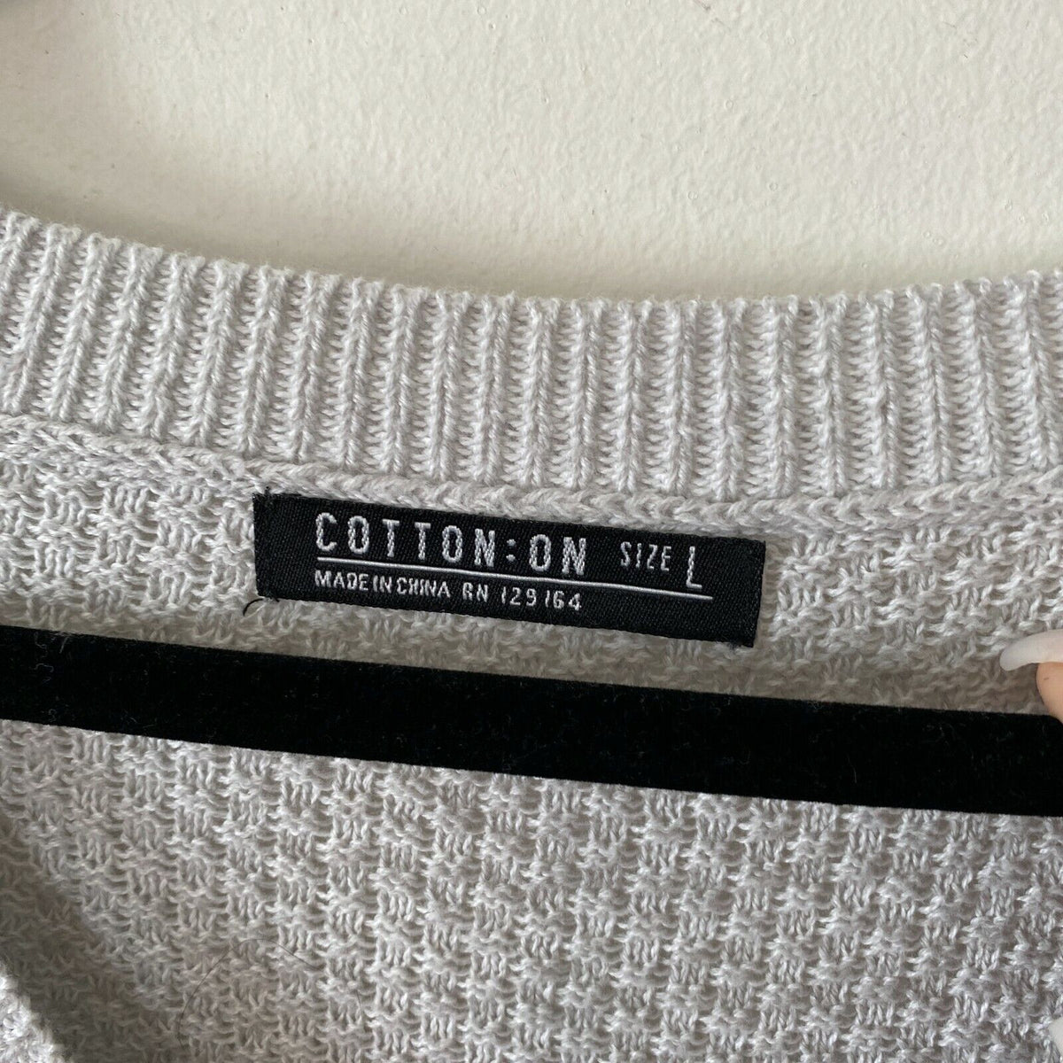 Cotton On Gray V-Neck Light Weight Knit Long Line Banded Sweater Jumper Large