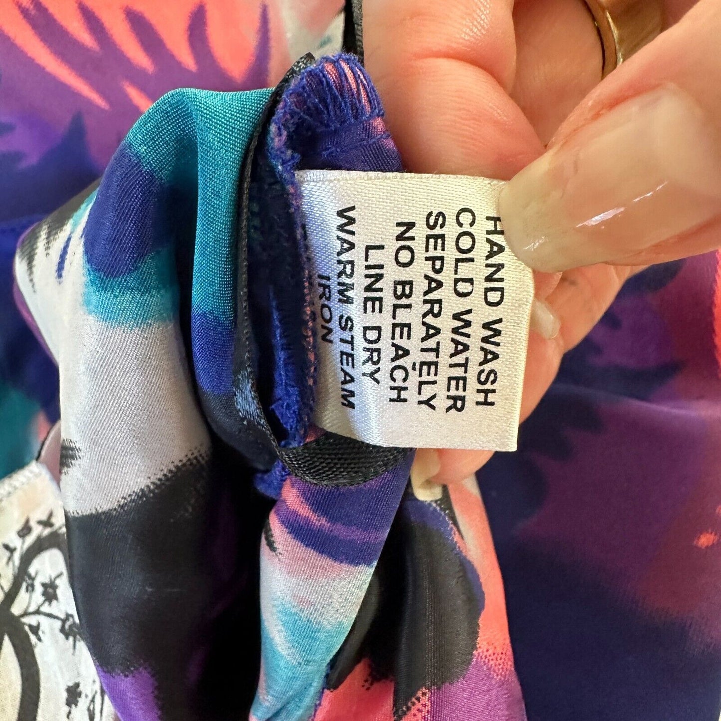 Delicia Satin Purple Pink Blue Geometric Light Side Tulip Zip Back Skirt S