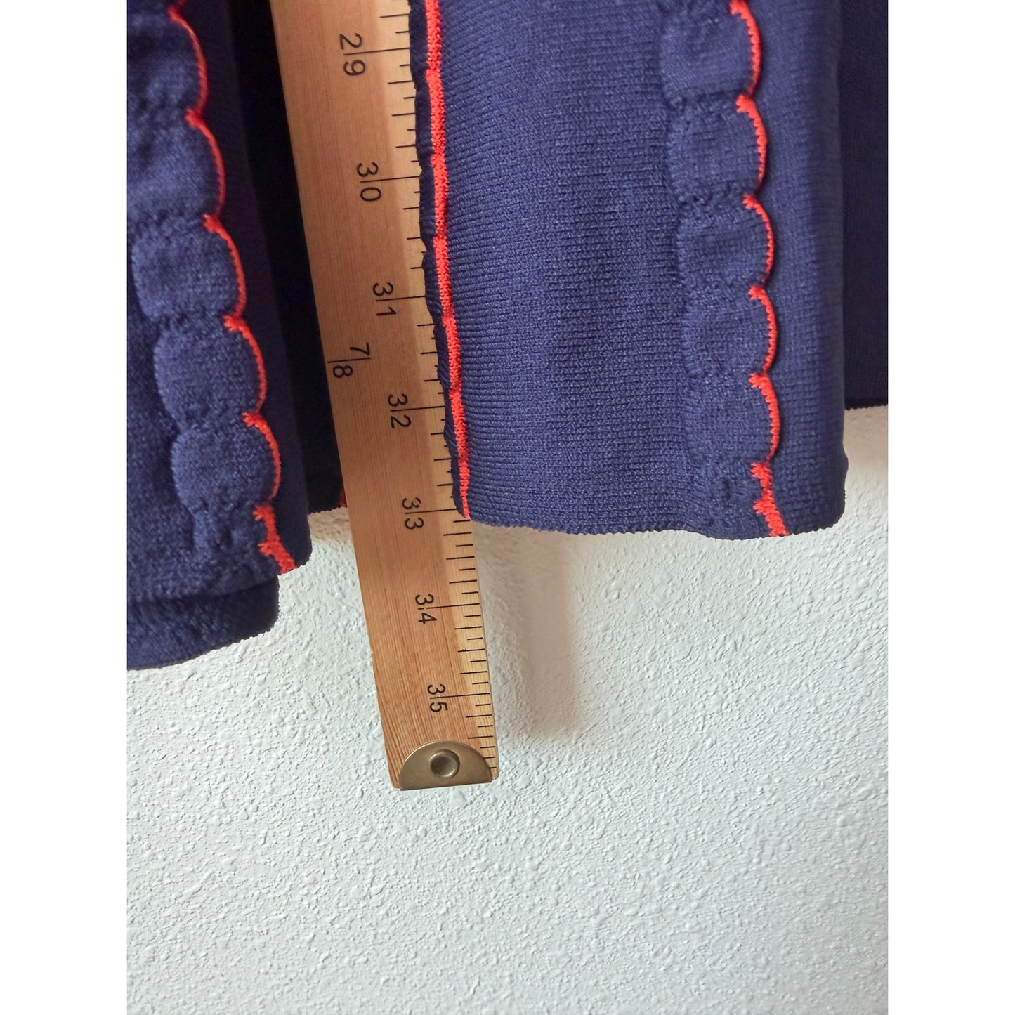 Zara Women Navy Red Striped Knit Midi Skirt US S
