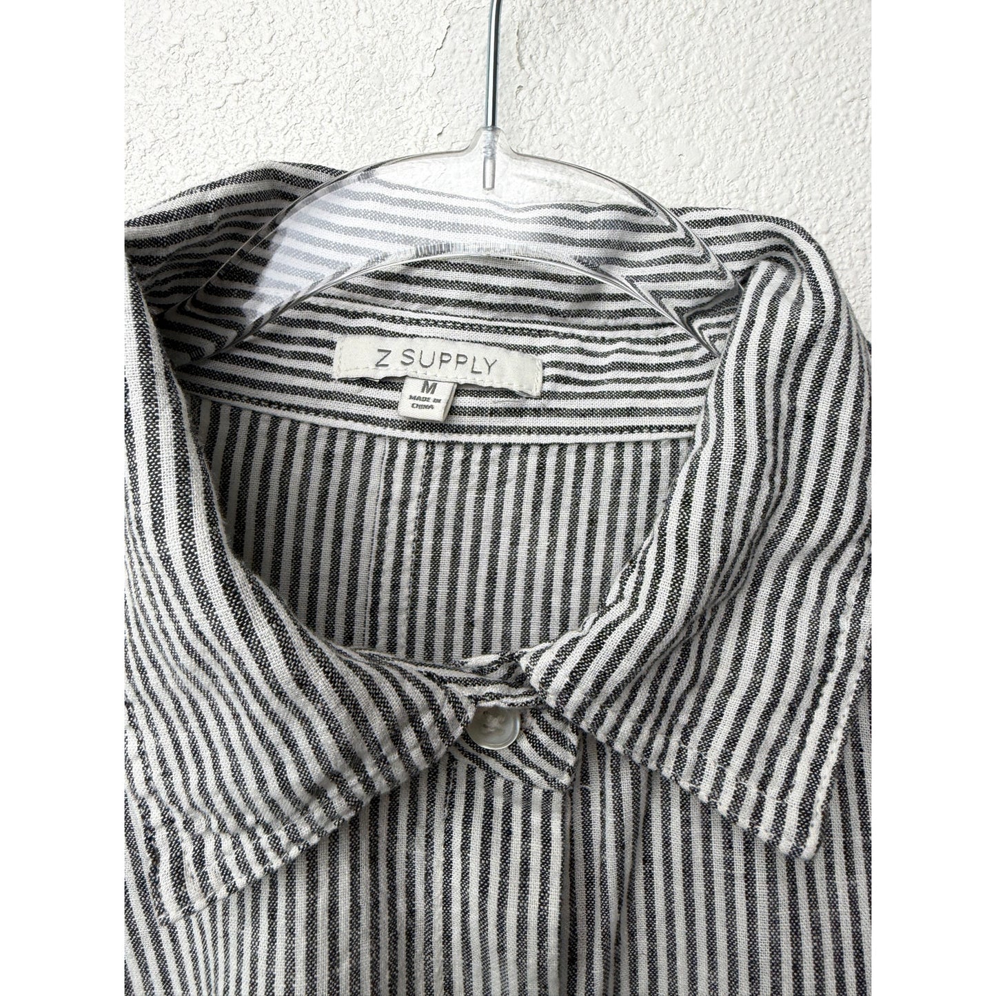 Z Supply The Perfect Line Stripe Linen Shirt Womens M