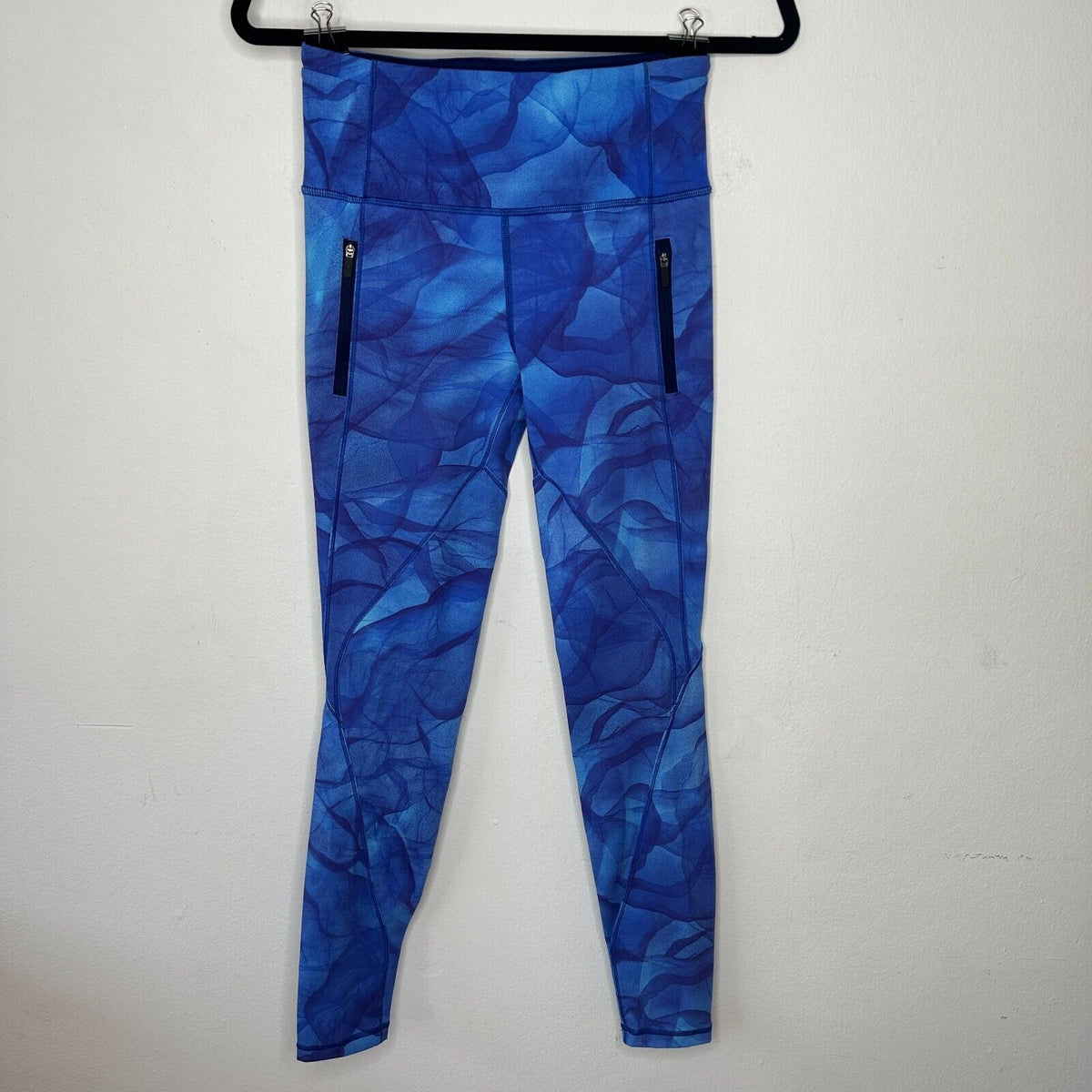 Lululemon Blue Run It Out High Waist Full Length Midnight Tulle Yoga Zip Pant S