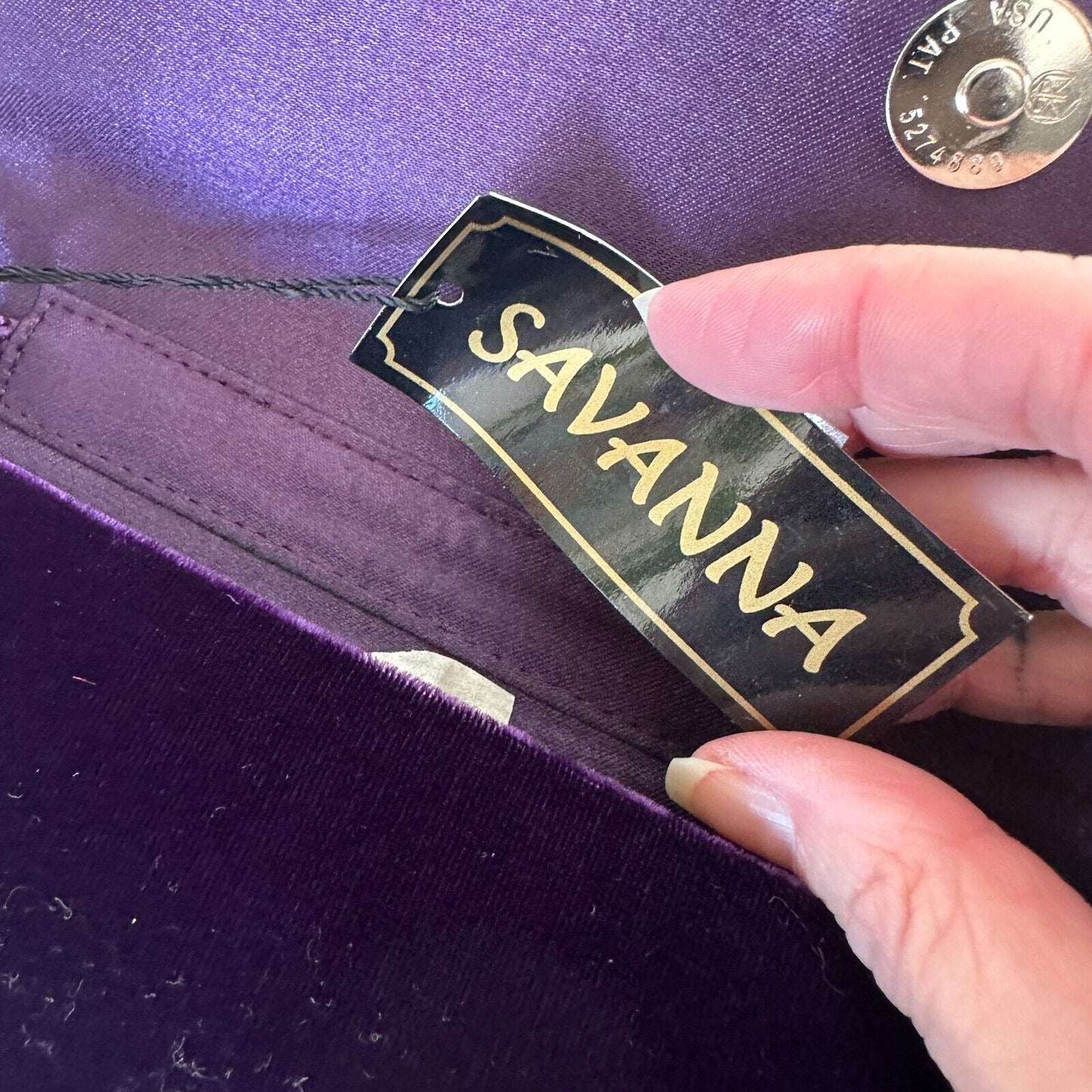 Savannah Purple Velour Clutch Rhinestone Embellished Hidden Rope Strap Clutch