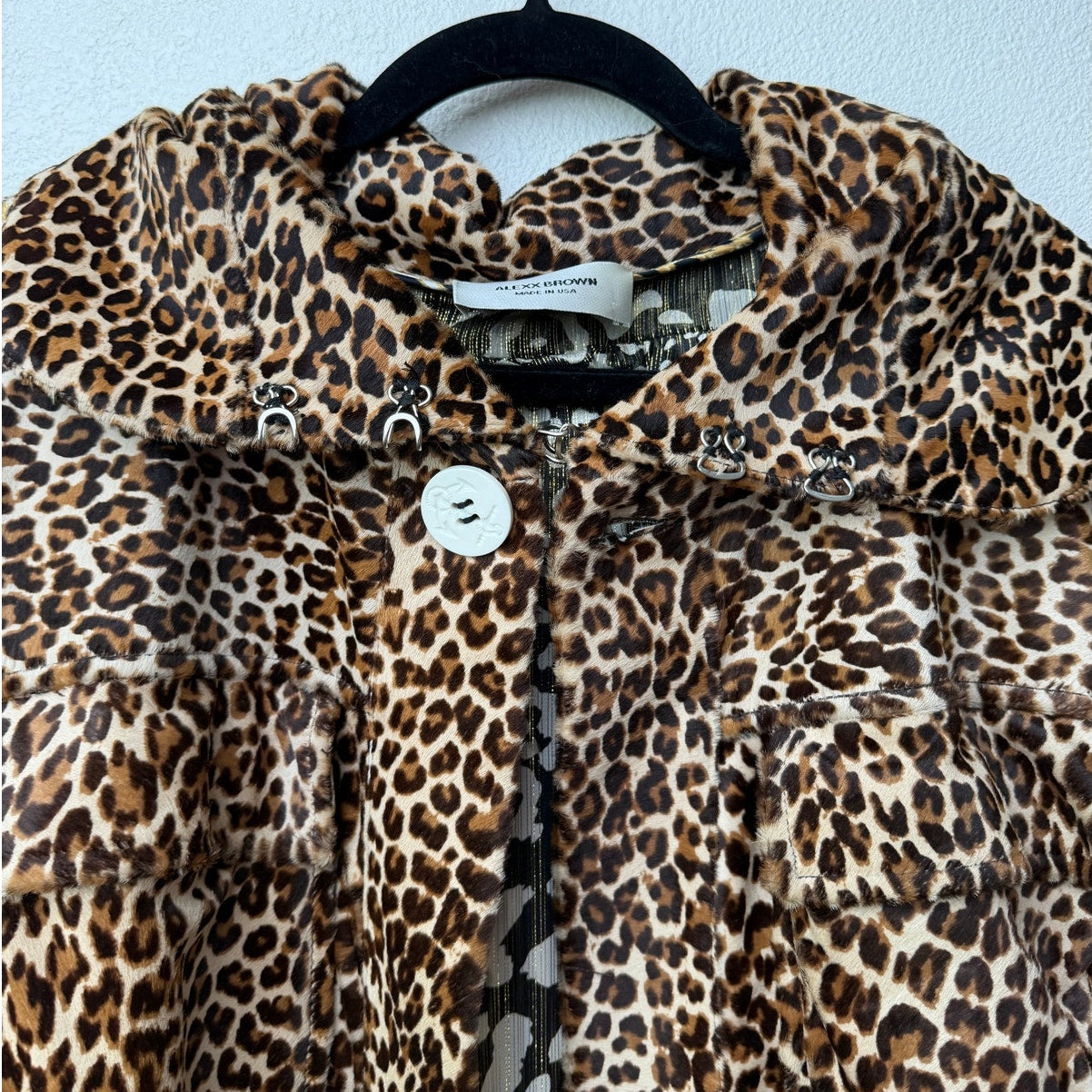 Alexx Brown Leopard Calf Hair Maxi Coat Women's US L/XL