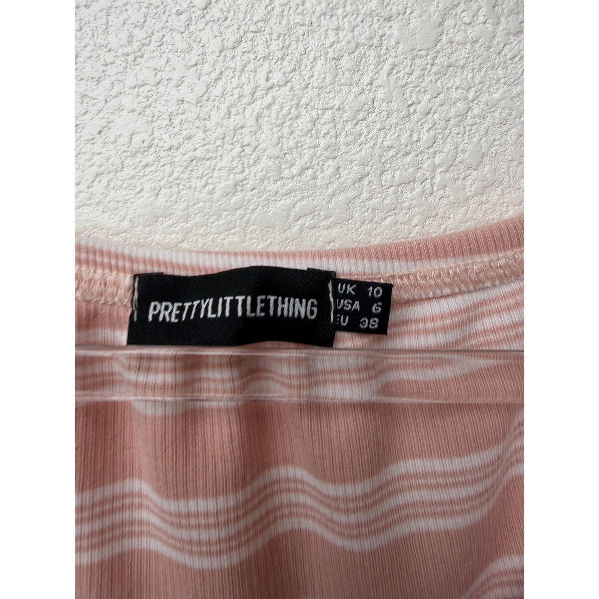 PrettyLittleThing Peach Stripe Tie Crop Top Womens US 6