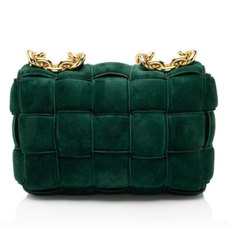 Bottega Veneta Padded Chain Cassette Bag – Green with Gold-Tone Chain