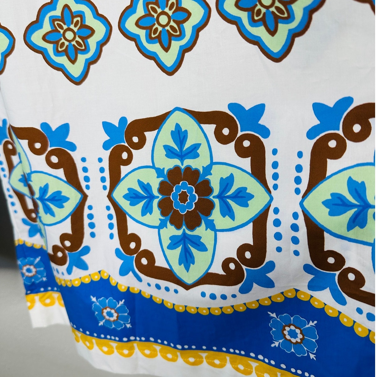 NWT La DoubleJ White Blue Printed Cropped Cotton-Poplin Wide Leg Crop Pant L