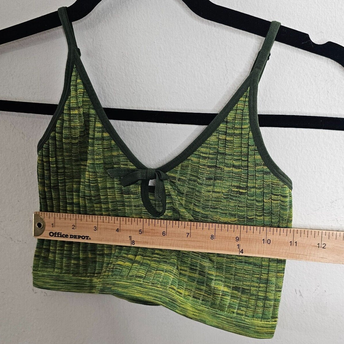 Colsie Green and Yellow Ribbed Stripe Keyhole Spaghetti Strap Bralette Medium