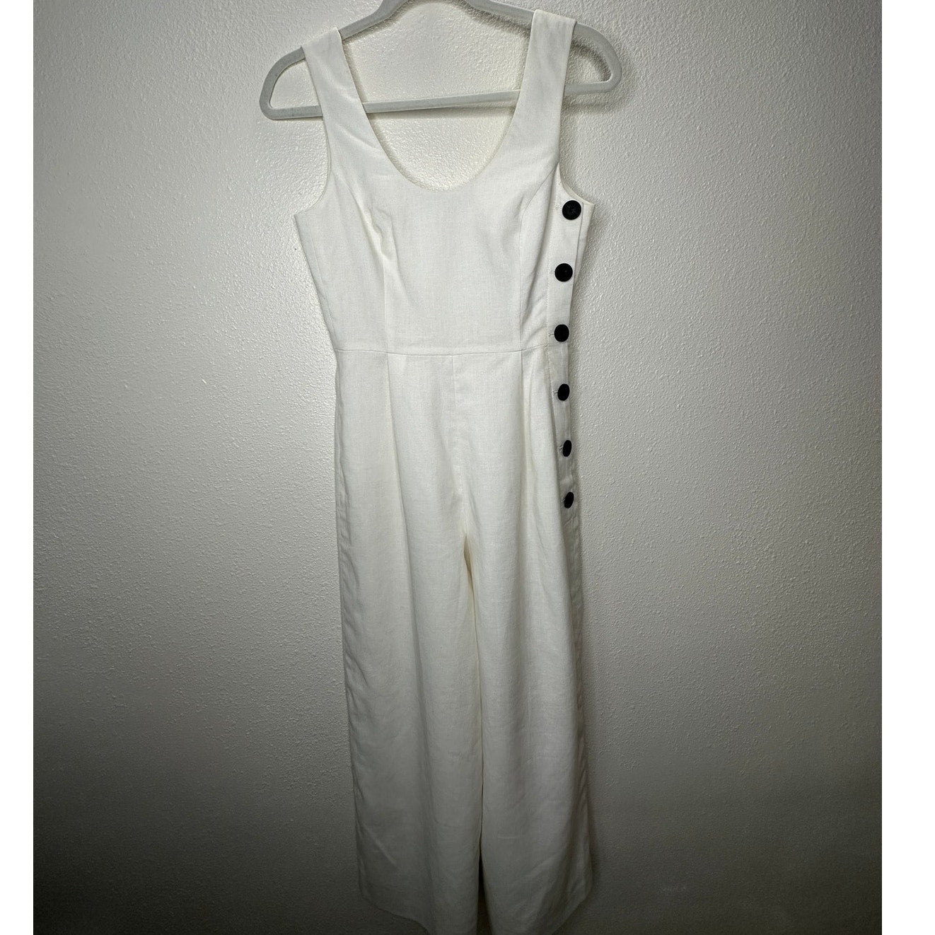 NWT Club Monaco Creme Emberlynn Linen Blend Jumpsuit 0