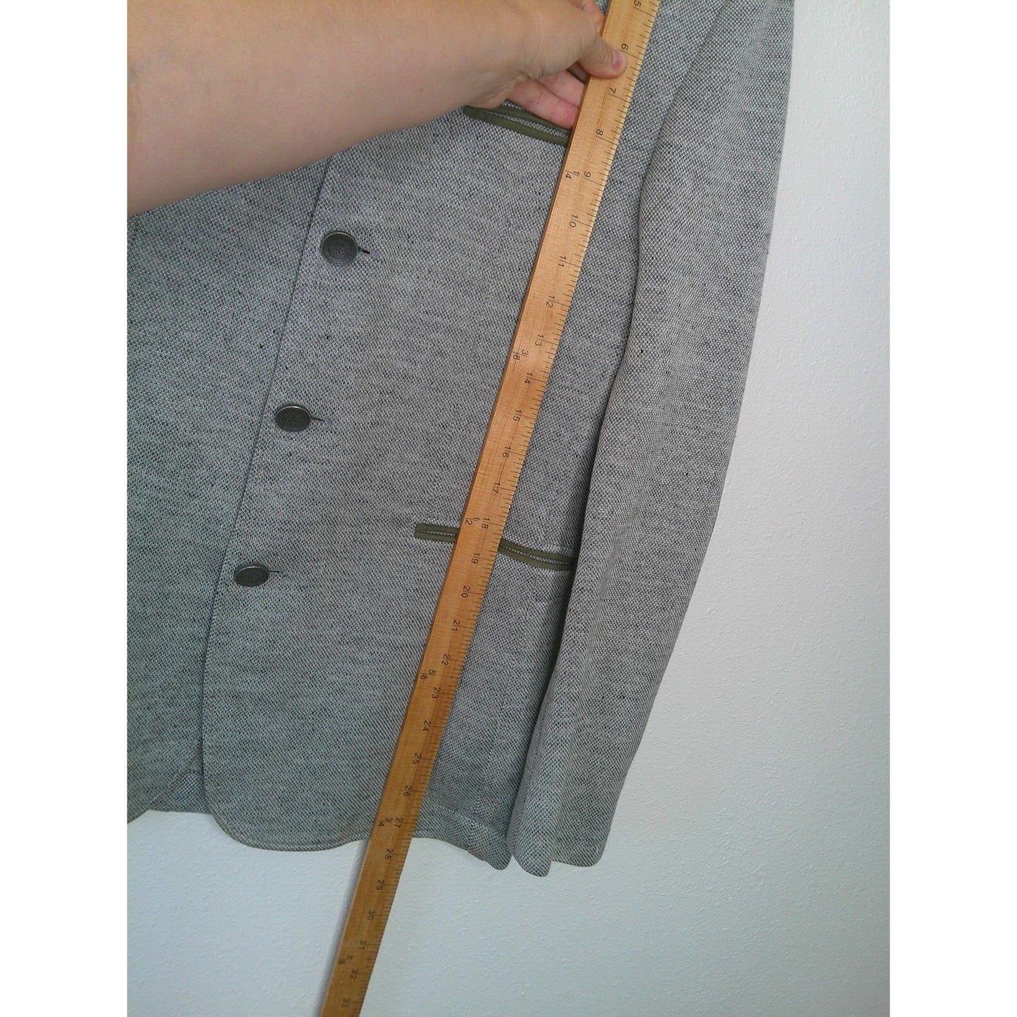 Windsor Blue Tweed with Sage Green Suede Neckline Pockets Patch Elbow Jacket 46