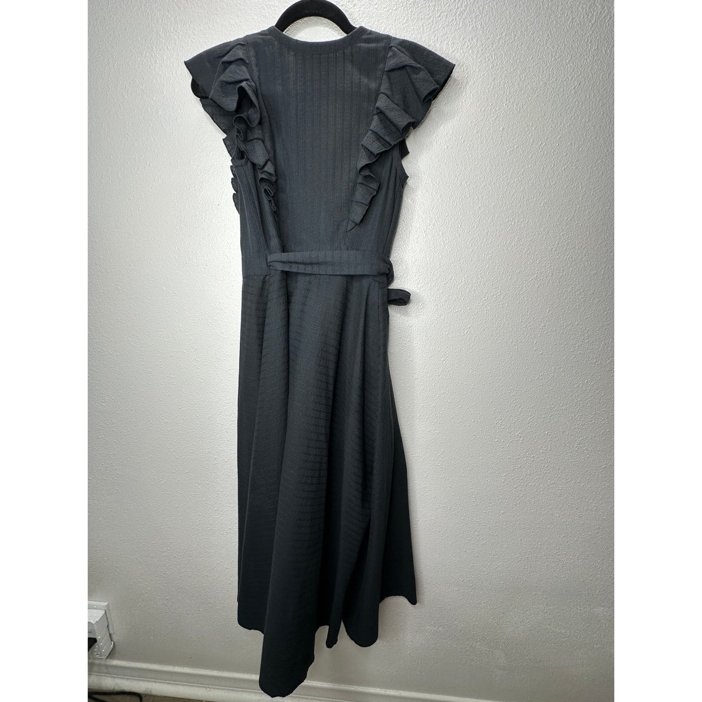 Subtropicalia Black Vera Ruffle Sleeveless Wrap Dress S