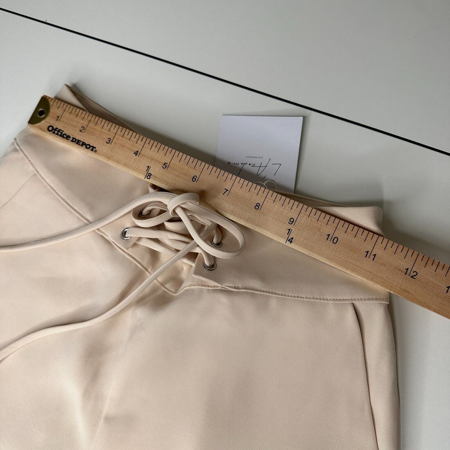 NWT L'Academie Tan Romance Shorts Cuffed Zip Back Front Grommet Lace-Up XS