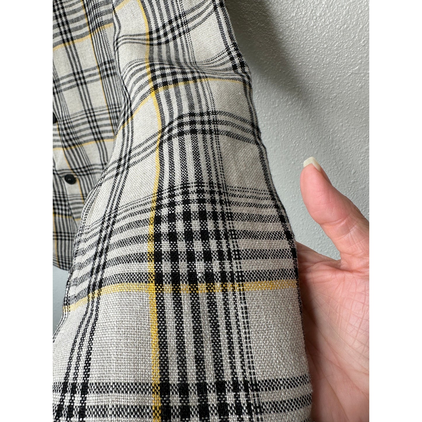 NWT Cristaseya Oversized Linen Blazer Ecru Black Yellow Plaid M