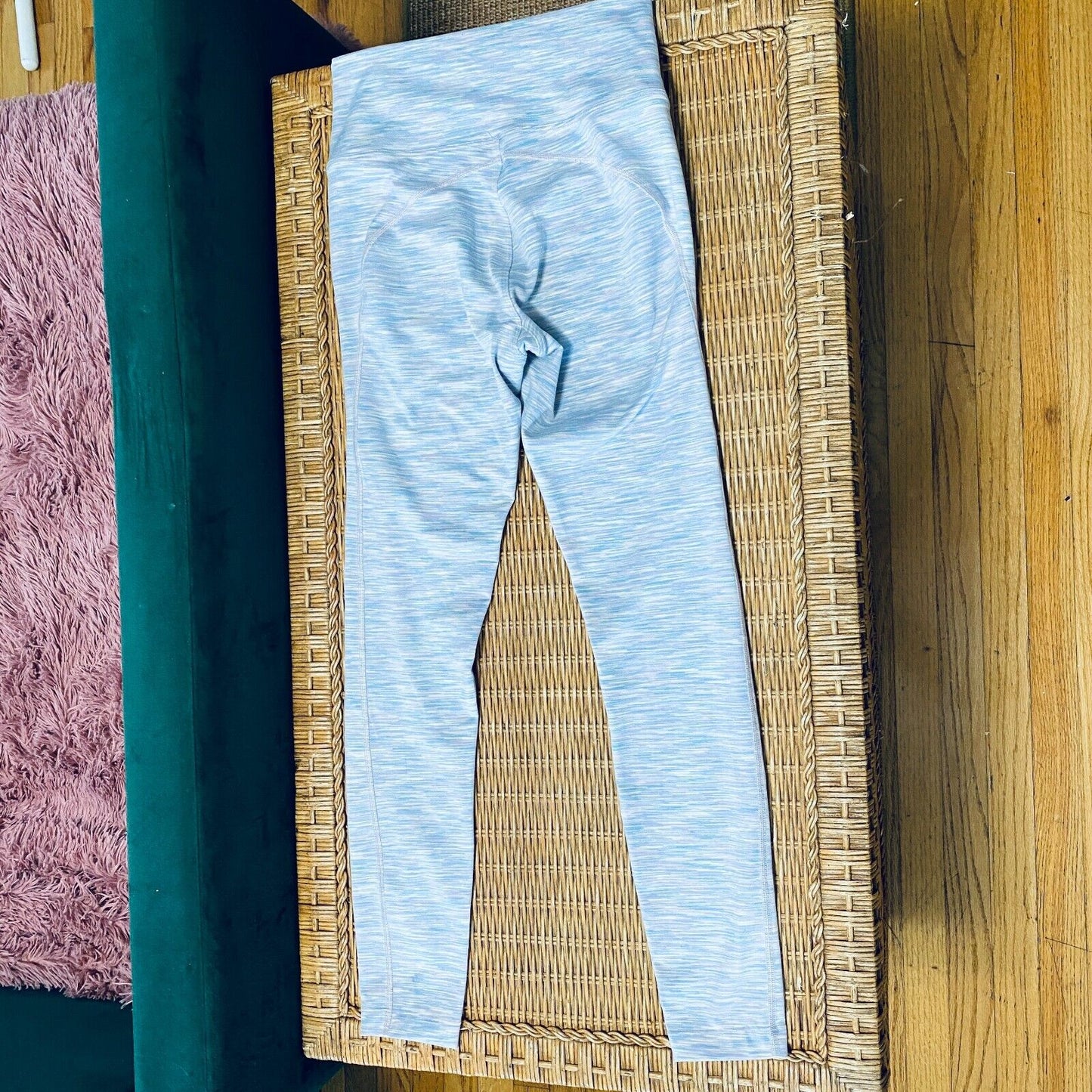 Outdoor Voices Techsweat 7/8 Activewear Legging Striped Pale Blue Pink Small