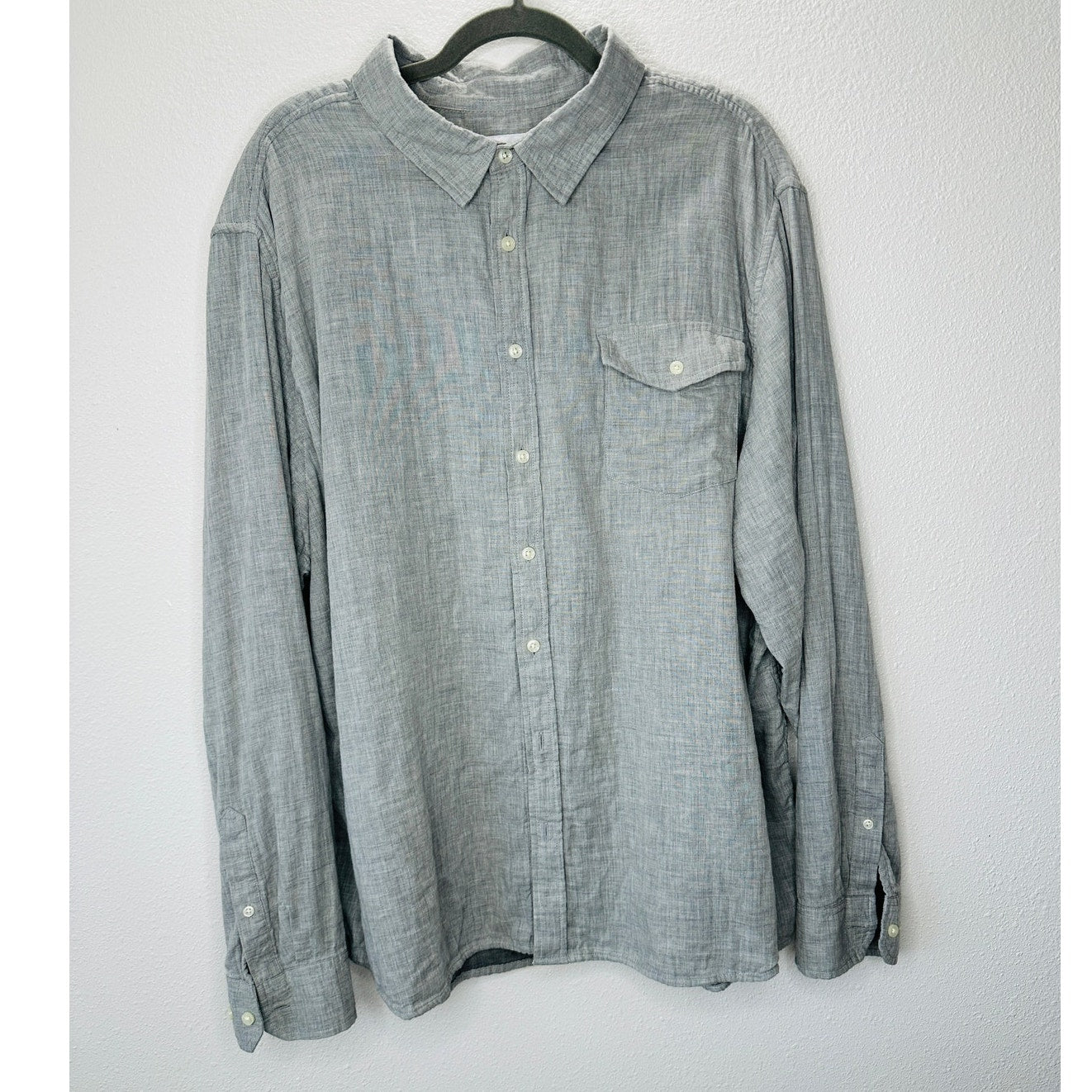 Goodfellow Light Gray Linen Long Sleeve Button Collared Shirt 2XL
